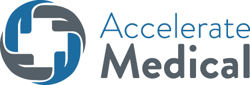Accelerate Medical White Outline Logo